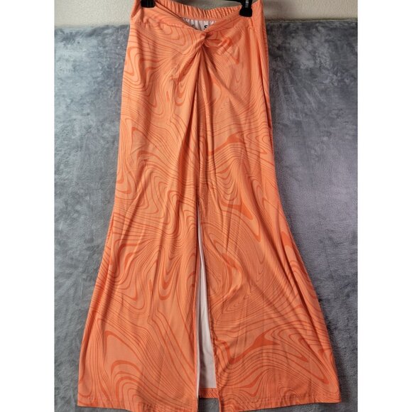 SO Juniors XL High Rise Maxi Skirt Orange Abstract Print Y2K Retro Summer Vibe - Picture 1 of 7